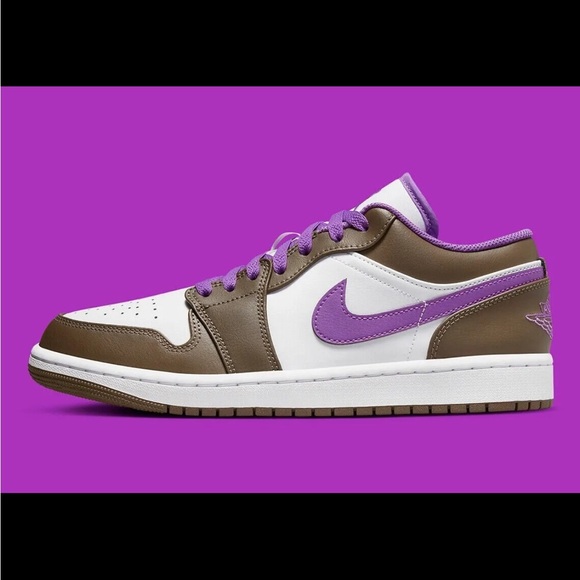 Nike Air Jordan 1 Low Purple Mocha Brown Shoes 553558-215 Men's Size 10 NEW - Picture 2 of 5